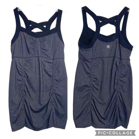 Athleta Women's Ruched Sides Tank Top Athletic Sleeveless Gray Size Small - Picture 1 of 8